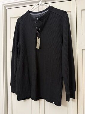Sperry Men's Rugged Knit Henley Long Sleeve Black Size S NWT